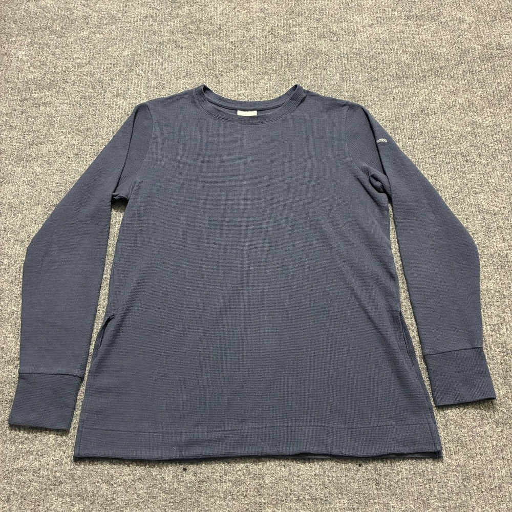 Columbia Mens Long Sleeve Shirt Size L Blue Thermal Waffle Knit Casual